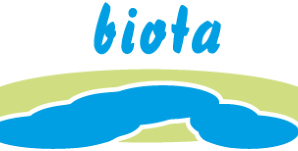 Logo von biota in grün und blau